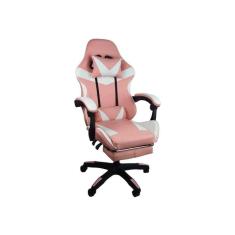 Cadeira Gamer Stillus Ergonômica Com Apoio Para Os Pés - Rosa E Branco