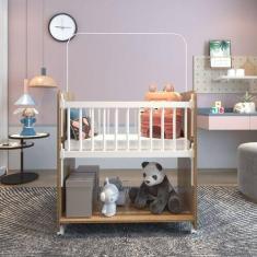 Mini Berço Compacto Portátil Para Bebê Com Grade Movel Rodízio Colchão