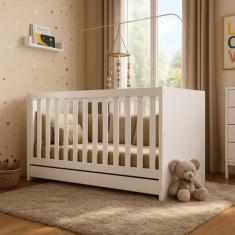 Berço 3 em 1 com Colchão Incluso Multimóveis Elza FG2952 Branco