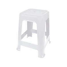 Banqueta Banquinho De Plástico Resistente Branco Cinza ou Preto - MOR,