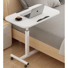 Mesas médicas sobrepostas Mesa de cabeceira dobrável com rodas, altura ajustável móvel sobre a cama Mesa rolante para computador portátil Mesa final para escritório, hospital e casa, branca