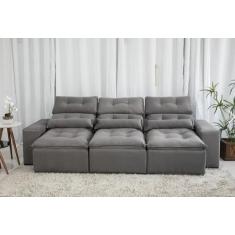 Sofá Retrátil e Reclinável 2,00m/2,50m de Largura Tecido Suede Cinza -
