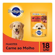 Kit Ração Úmida Pedigree Sachê Carne ao Molho para Cães Filhotes 18x100g