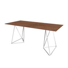 Escrivaninha Bela Vista Cavalete Tampo Imbuia Base Ferro Branco - Cor: Marrom