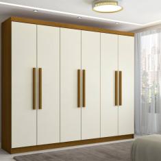 Guarda-Roupa Casal Império 6 Portas 2 Gavetas Nature/Champanhe - Pnr Móveis