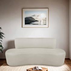 Sofá Orgânico 180cm 3 Lugares Antonela Bouclé Bege