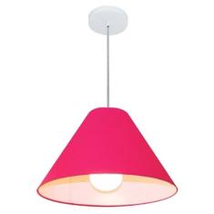 Lustre Pendente Cone Md-4078 Cúpula Em Tecido 25/40x15cm Rosa
