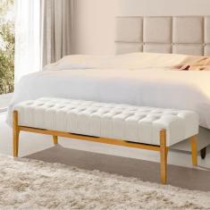 Recamier Base em Madeira Puerto 1,83m Capitonê Linho Crú