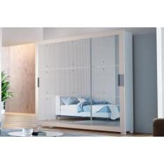 Guarda Roupa Casal 3 Portas de Correr e 4 Gavetas c/ Espelho e Pés Ven