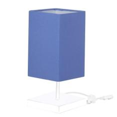 Abajur Eros Quad Azul com Base Inox toda Branca - MARRYLUZ