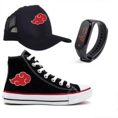 Kit Tênis Boné Relógio Do Naruto Nuvem Adulto Infantil - Milene Store,