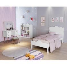 Cama Nina Solteiro Branca Com Coroa 100% MDF Envio Rápido - Home A.S, 