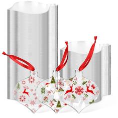 Enfeites de Natal Marsui Clear Acrylic DIY Tag 100 unidades