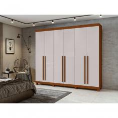 Guarda-roupas Casal Bertha 6 Portas 6 Gavetas Sem Espelho Com Pés Frassino Off White