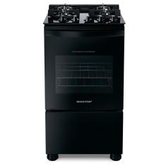 Fogão Brastemp 4 Bocas Mesa Vidro E Chama Dupla Preto Bivolt