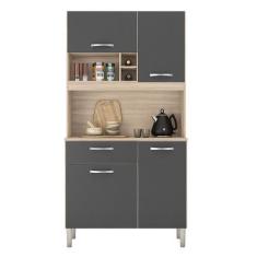 Cozinha Compacta Malta 4 Portas e 1 Gaveta Avena/Grafito - Demóbile, A