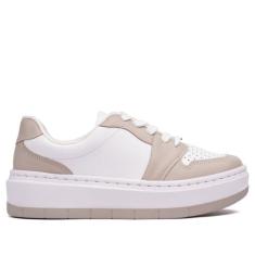 Tênis Feminino Vizzano Flatform Recortes Branco/Cinza, Branco, Cinza, 