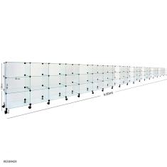 Balcão de Atendimento Modulado em Vidro com Rodízios - 9,00 x 1,00 x 0,40