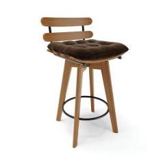 Banqueta Giratória Costela Suede Base Madeira MA70 M11- D'Rossi - D Ro