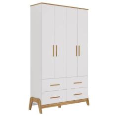 Guarda Roupa Infantil Guti Moveis Peroba 04 portas 100% MDF -, Branco 