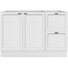 Balcão para Pia 2 Portas 2 Gavetas 120cm Unna Poliman, Branco