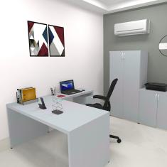 Mesa Reta Natus 40mm 140 Bramov Móveis Cinza Cristal