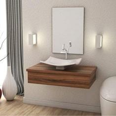 Bancada para Banheiro 80cm com cuba Folha F44 800w Metrópole Compace Nogal