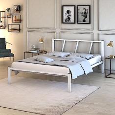 Cama De Casal Helena Branco De Ferro Duarte Moveis