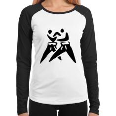 Baby Look Raglan Judô Jiu Jitsu Manga Longa - Foca Na Moda