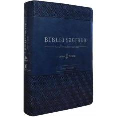 Bíblia NVI, Couro Soft, Azul, Letra Grande, Com Espaço para Anotações, Leitura Perfeita