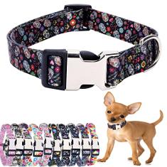 Coleira fofa para cães PP pequenos, médios e grandes, coleira para animais de estimação de nylon macio, estampa 3D, estampas multicoloridas, coleiras ajustáveis para cães, meninas, meninos,