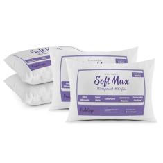 Kit 04 Travesseiros Micropercal 400 Fios Fibra Siliconizada 50x70cm Lavável, Antiácaro, Antialérgico Soft Max