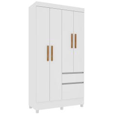 Guarda Roupa Oregon Solteiro 4 Portas 2 Gavetas Tcil Cor Neve