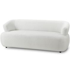 Sofá 3 Lugares Orgânico Para Sala Living 198cm Florea M05 Bouclê Creme