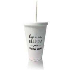 Copo Com Tampa E Canudo Branco Personalizado Enfermagem - Krystalon