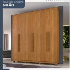Guarda Roupa Milão 6 Portas 3 Gavetas em MDP Benetil Móveis, Cinamomo