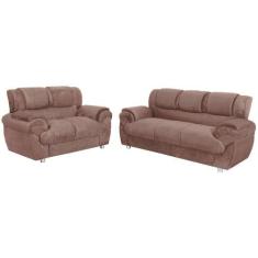 Conjunto de  Sofá com 2 e 3 Lugares 7025 suede aveludado  Boareto  - b