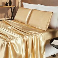 Jogo Lençol Cama King 4 Peças Cetim Charmousse Romantic - Bia Enxovais