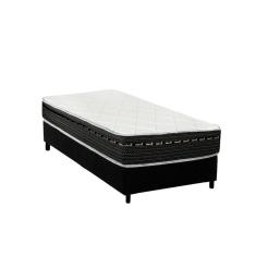 Cama Box Solteiro: Colchão Molas Luckspuma Bonnel Eagle Spring + Base Crc Suede Black(88X188)