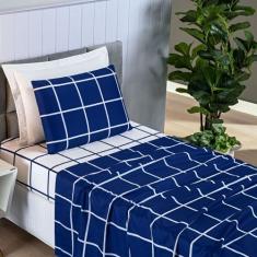 Jogo Cama Lençol Brooklyn Solteiro Quadriculado Micropercal 200 Fios 3