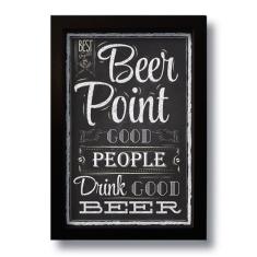 Quadro Decorativo Frase Bebidas Beer Point Vintage 33x43 Cm