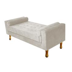 Recamier Félix Casal 140cm Suede Bege Doce Sonho Móveis
