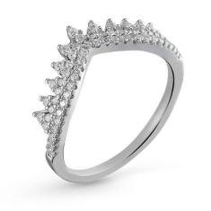 Anel de Prata Chevron Puro Brilho-Feminino