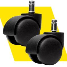 KIT C/ 2 Rodas Rodinha Rodízio Para Cadeira De Escritório Giratória - 