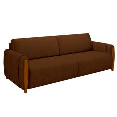 Sofá Decorativo 3 Lugares 223cm Maceió Veludo Marrom - Gran Belo