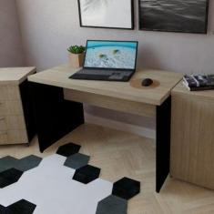 Escrivaninha Mesa Escritório 160cmx60cm 160cm Preto E Carvalho Mel - B