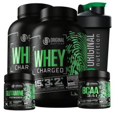 Kit 2X Whey 900G +Bcaa 60 Cáps + Gluta 100G +Shaker 600Ml-Unissex
