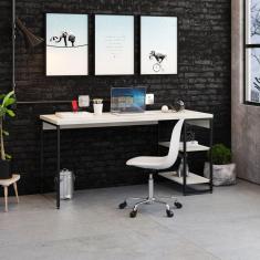 Escrivaninha com Estante Baixa 2 Prateleiras Estilo Industrial 150cm Active Yescasa Snow