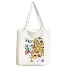Bolsa de lona com mapa da Coreia do Sul, bolsa de compras casual