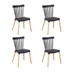 Conjunto 4 Cadeiras Windsor Wood Design - Preta